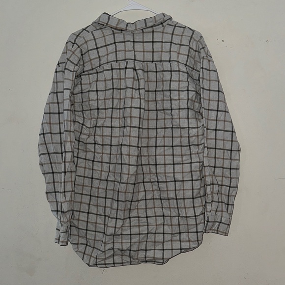 Izod Gray and Brown Plaid Casual Button Down Shirt - Picture 6 of 6